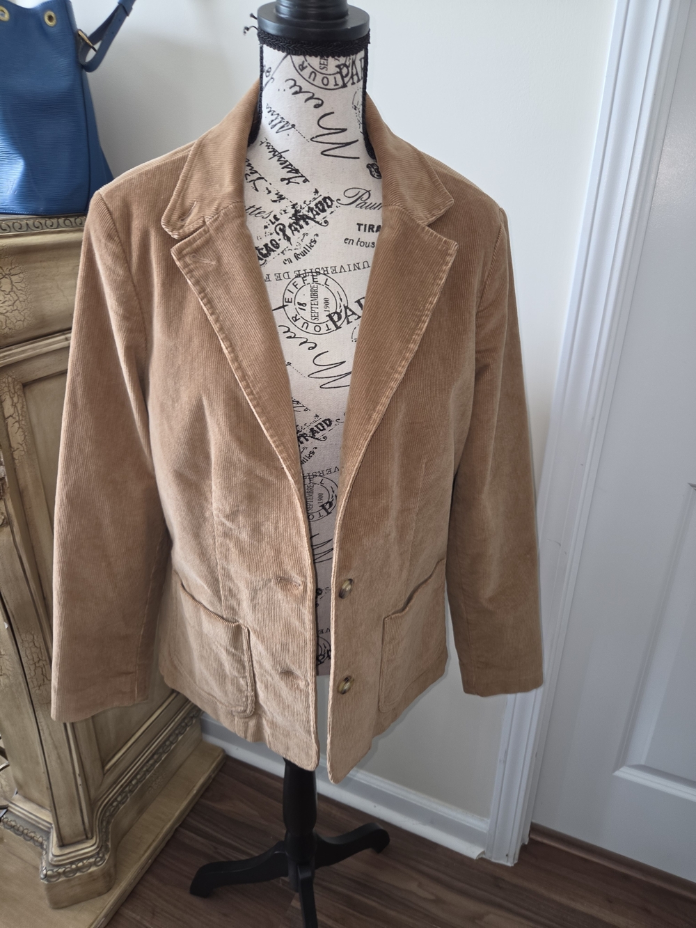 Classic Tan Corduroy Blazer Jacket - Women's